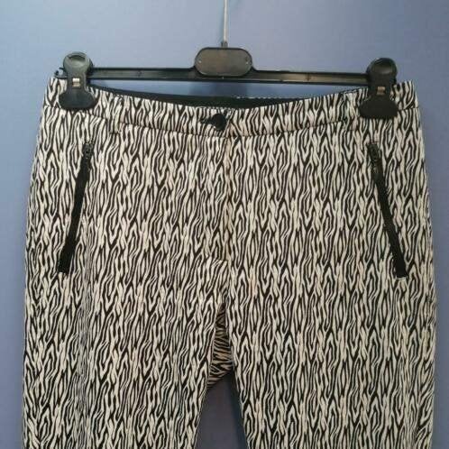 Expresso zwart wit zebra printje broek met ritsjes 34 37368
