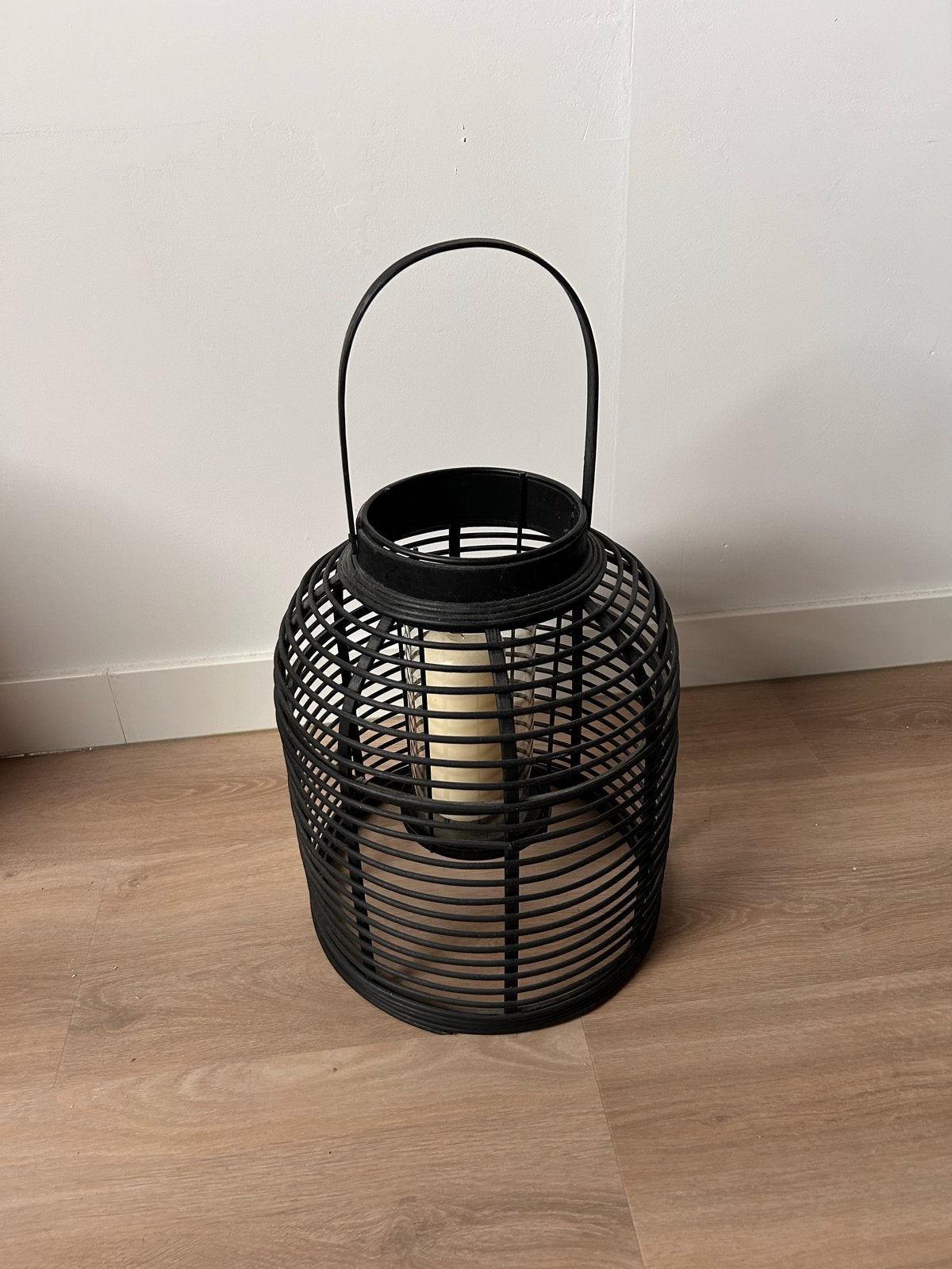 Rotan Lantaarn Zwart, Huis en Inrichting, Ophalen, Gebruikt, Lantaarn, Zwart
