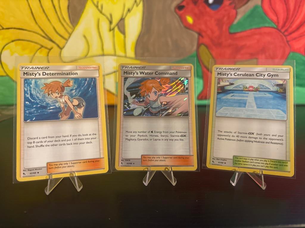 Hidden Fates Pokémon TCG Misty Trainer Kaarten Set (3 stuks), Ophalen of Verzenden, Gebruikt, Meerdere kaarten