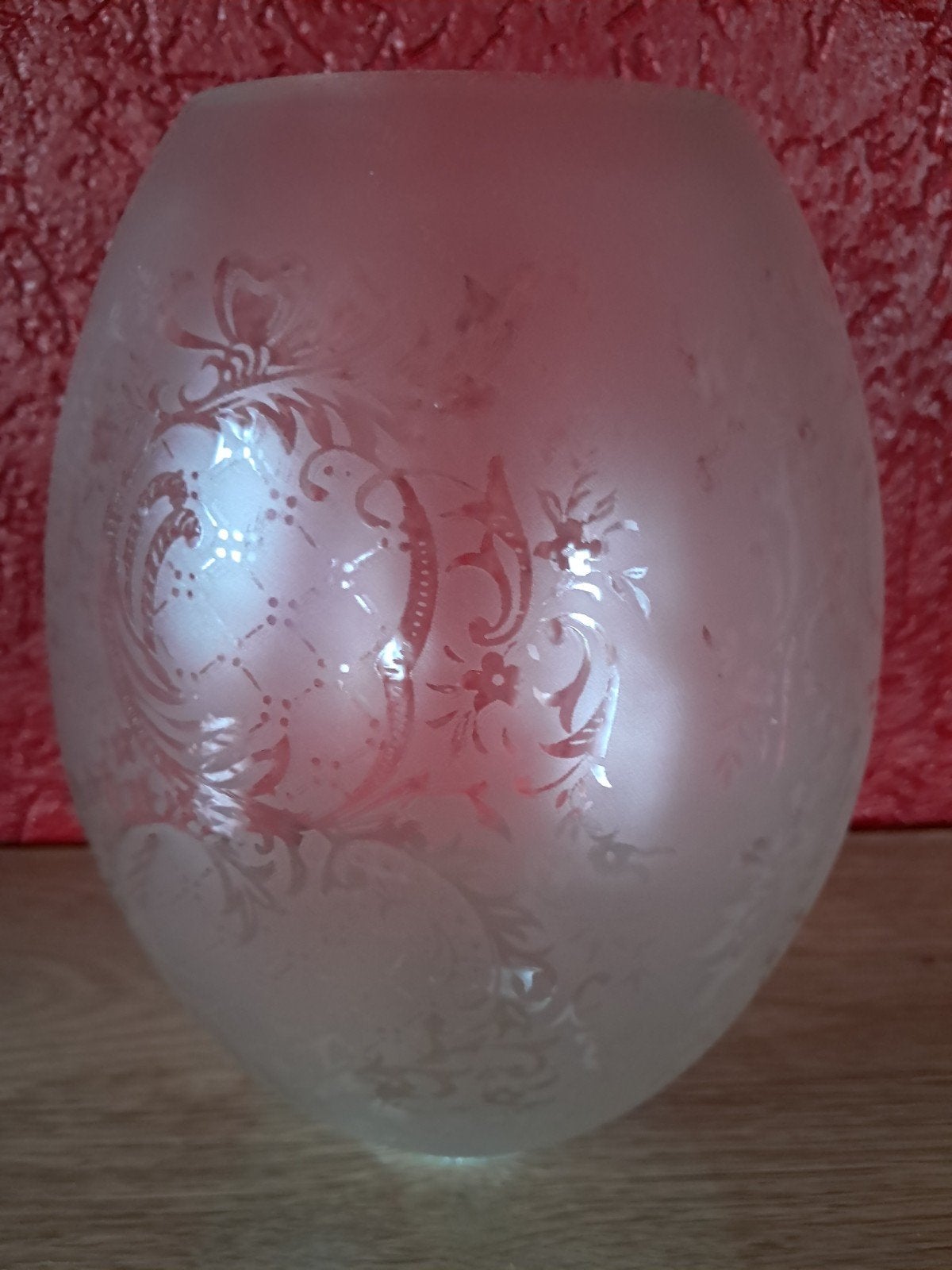 Antieke matglazen lampenkap of bolglas voor een olielamp., Ophalen of Verzenden