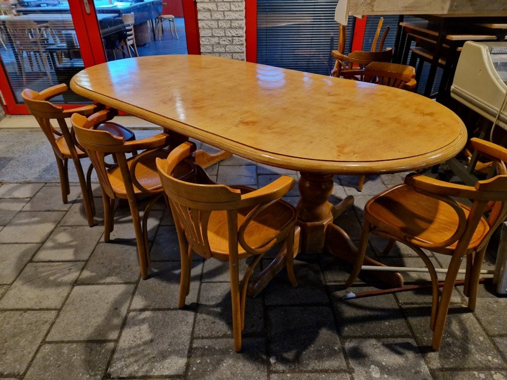 Design robuuste stamtafel, Ophalen, Gebruikt, Design, 200 cm of meer