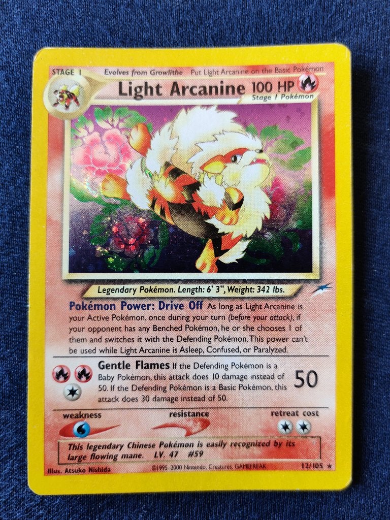 Light Arcanine 12/105 Neo Destiny Pokémon Kaart, Ophalen of Verzenden, Zo goed als nieuw, Losse kaart, Foil