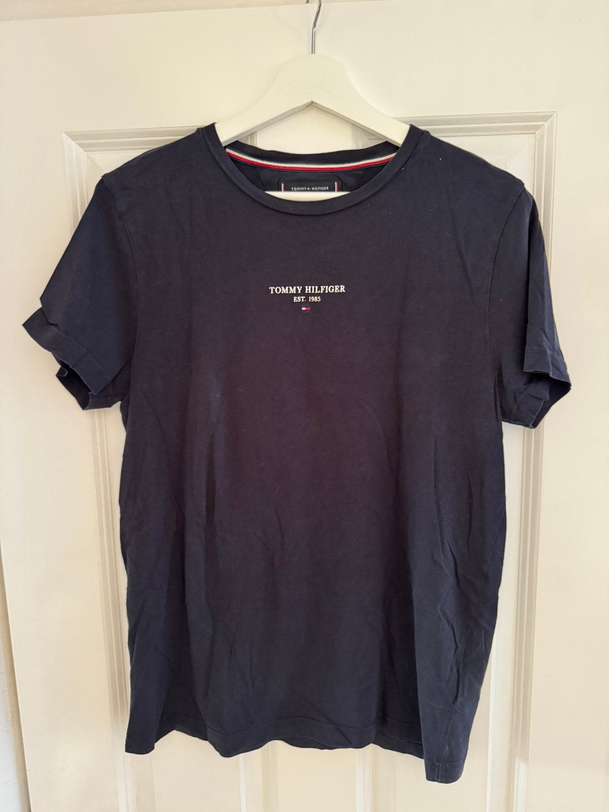 Tommy Hilfiger basic met print. Maat M. Blauw, Maat 38/40 (M), Blauw, Ophalen of Verzenden, Zo goed als nieuw