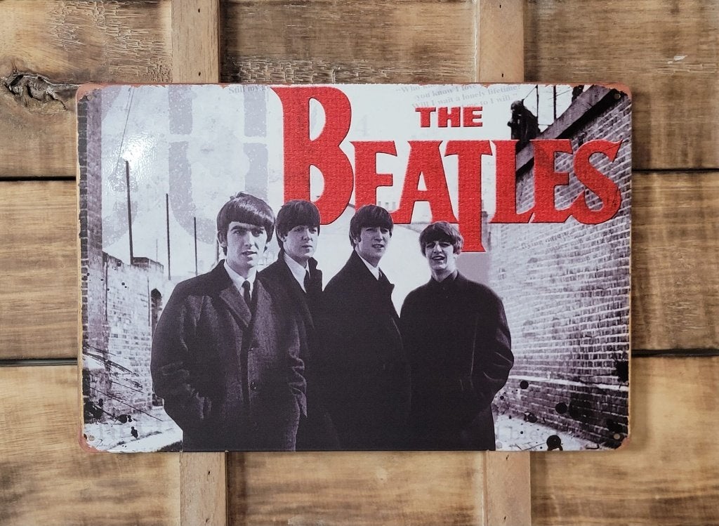 The Beatles rode letters foto reclamebord van metaal deco, Info@deconoord.nl, Deco Noord, Nieuw, Ophalen of Verzenden