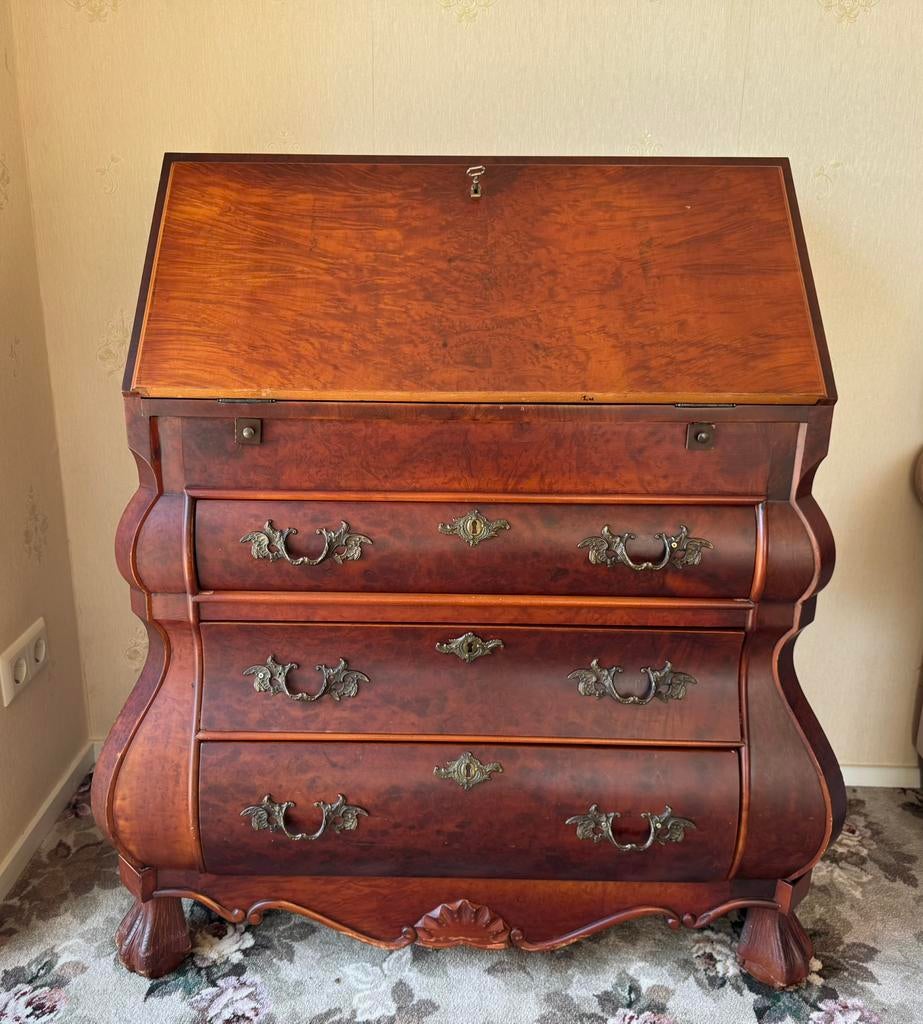 Vintage ‘antieke’ secretaire notenhout, Ophalen of Verzenden, Gebruikt, Klassiek