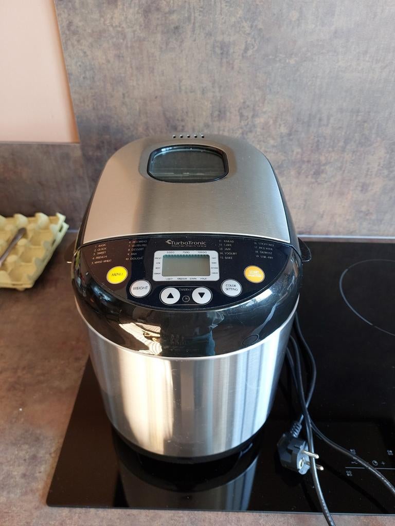 Turbotronic Broodbakmachine - Zilver/Zwart, Witgoed en Apparatuur, Broodbakmachines, Met timer, Kijkvenster, 800 tot 1200 gram deeg