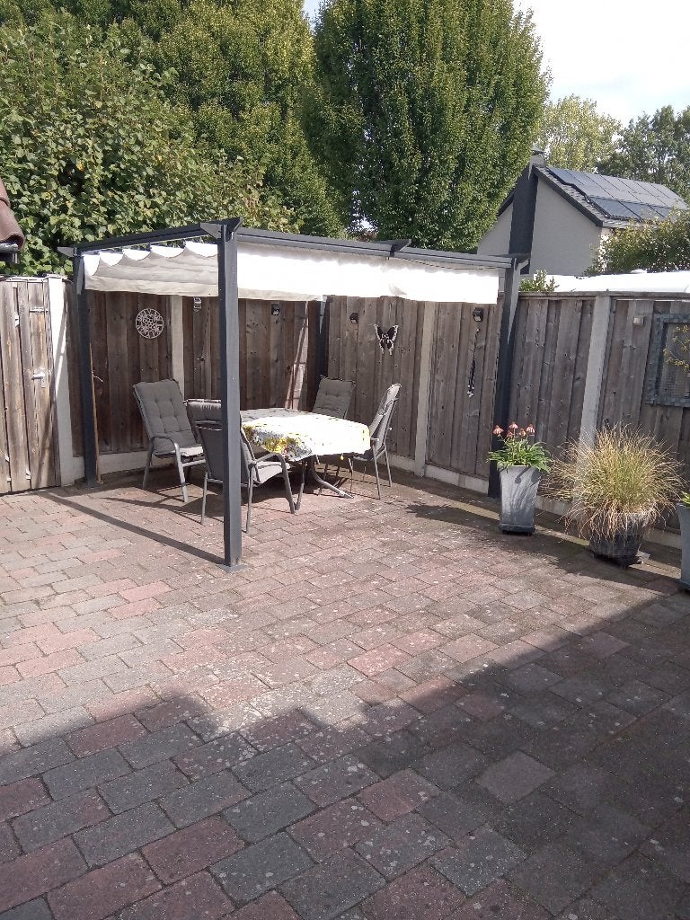 terrasoverkapping met doek, Tuin en Terras, Ophalen, Gebruikt, Tuinpaviljoen