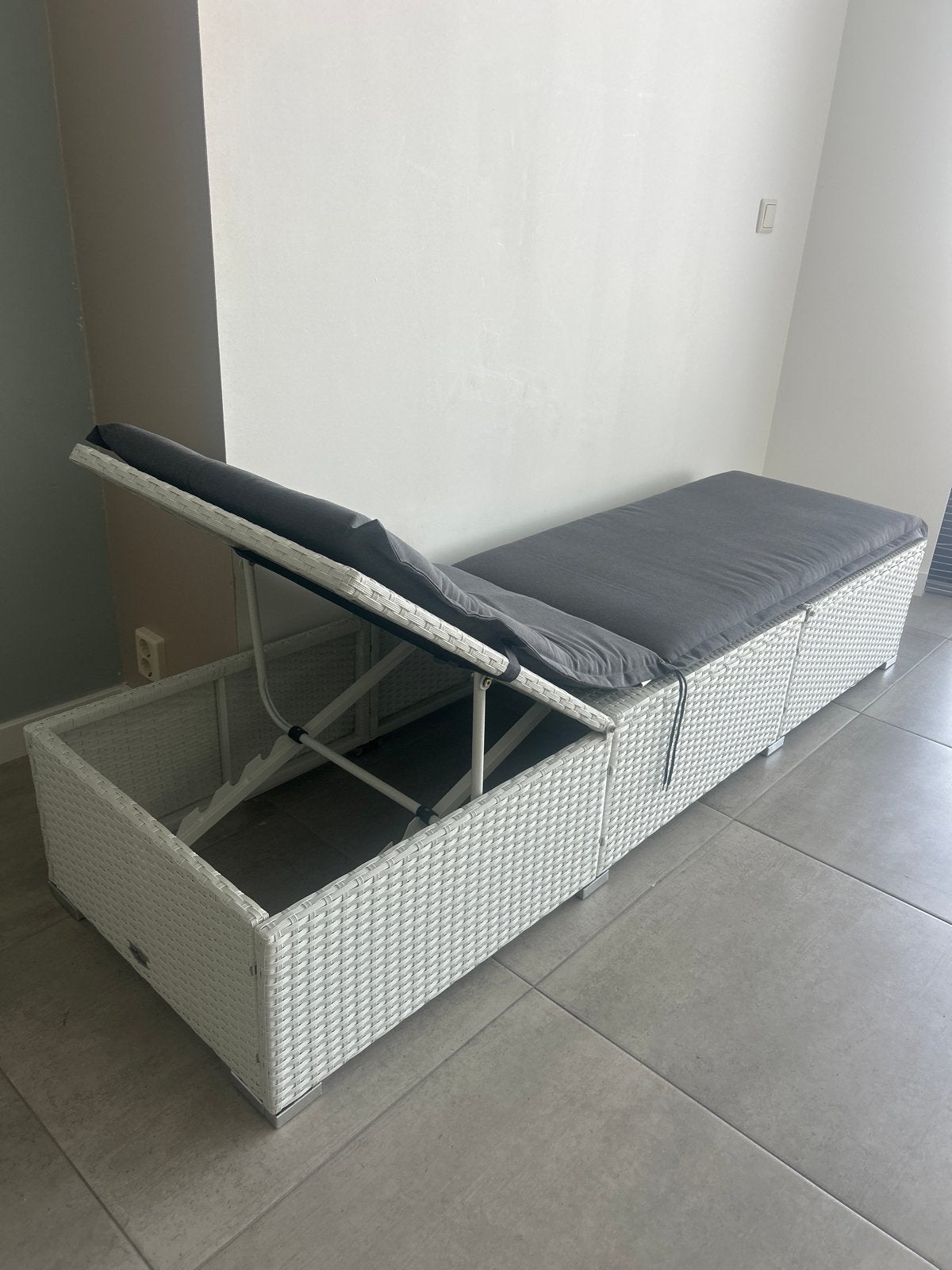 Wicker ligbed met verstelbare rugleuning en opbergruimte, Ophalen, Nieuw, Wicker, Verstelbaar