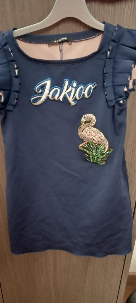 blauwe jurk met flamingo jakioo Monnalisa maat 134, Meisje, Ophalen of Verzenden, Zo goed als nieuw, Jurk of Rok