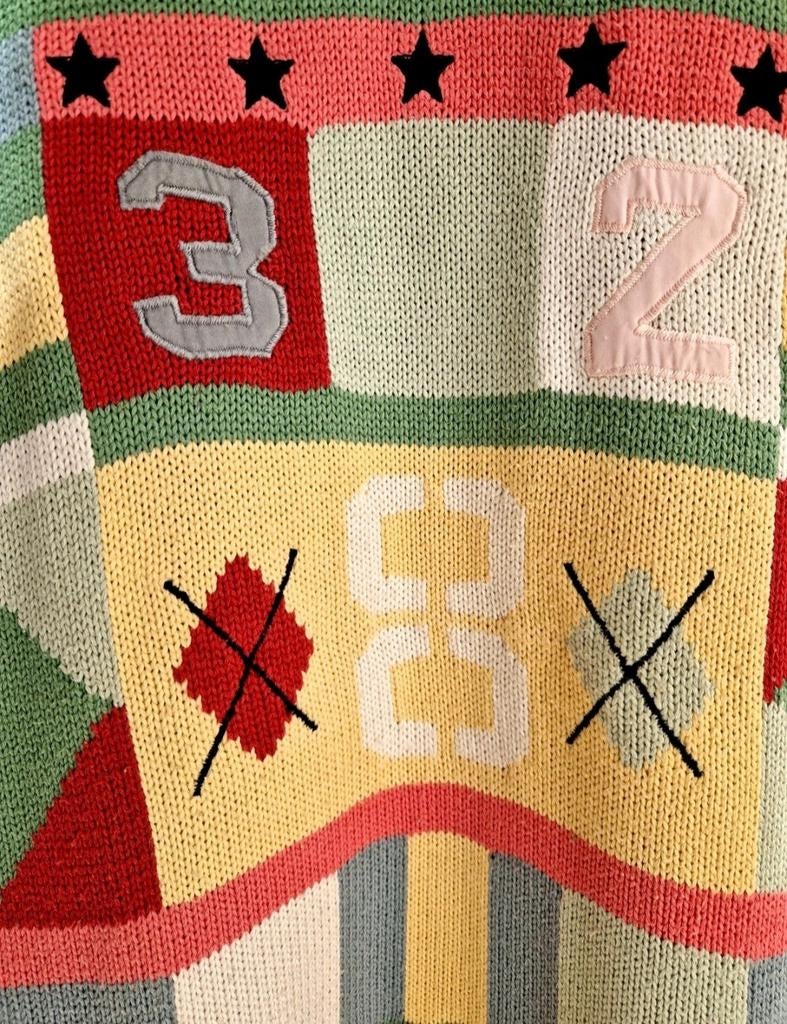 Super gave zware vintage retro gekleurde gebreide trui, Ophalen of Verzenden, Zo goed als nieuw, Maat 46/48 (XL) of groter
