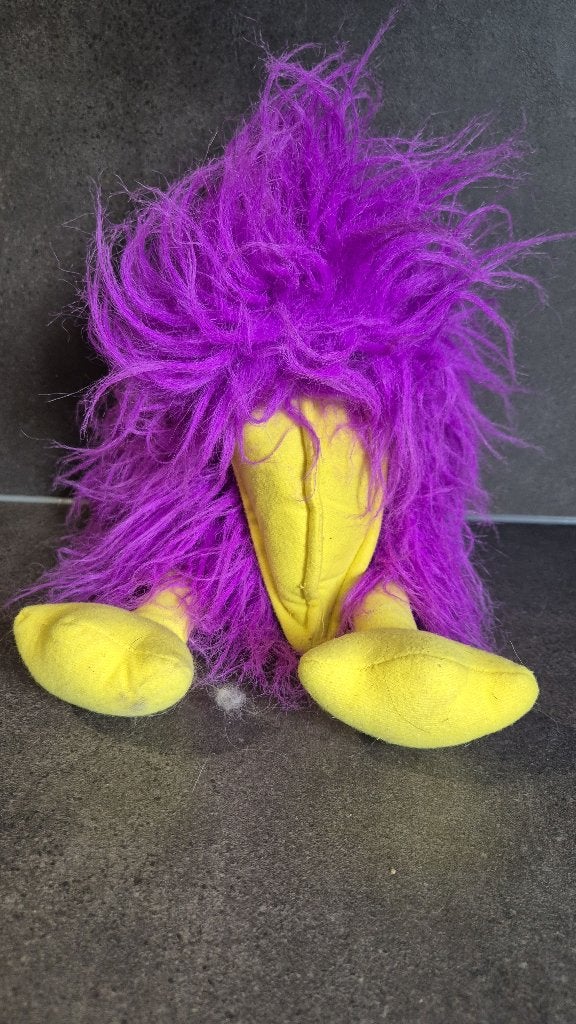 Paarse Vogel handpop, met geluid in snavel. 34cm. T10, Tweedehands verkoop, Tweedehands verkoop, Gebruikt, Overige typen
