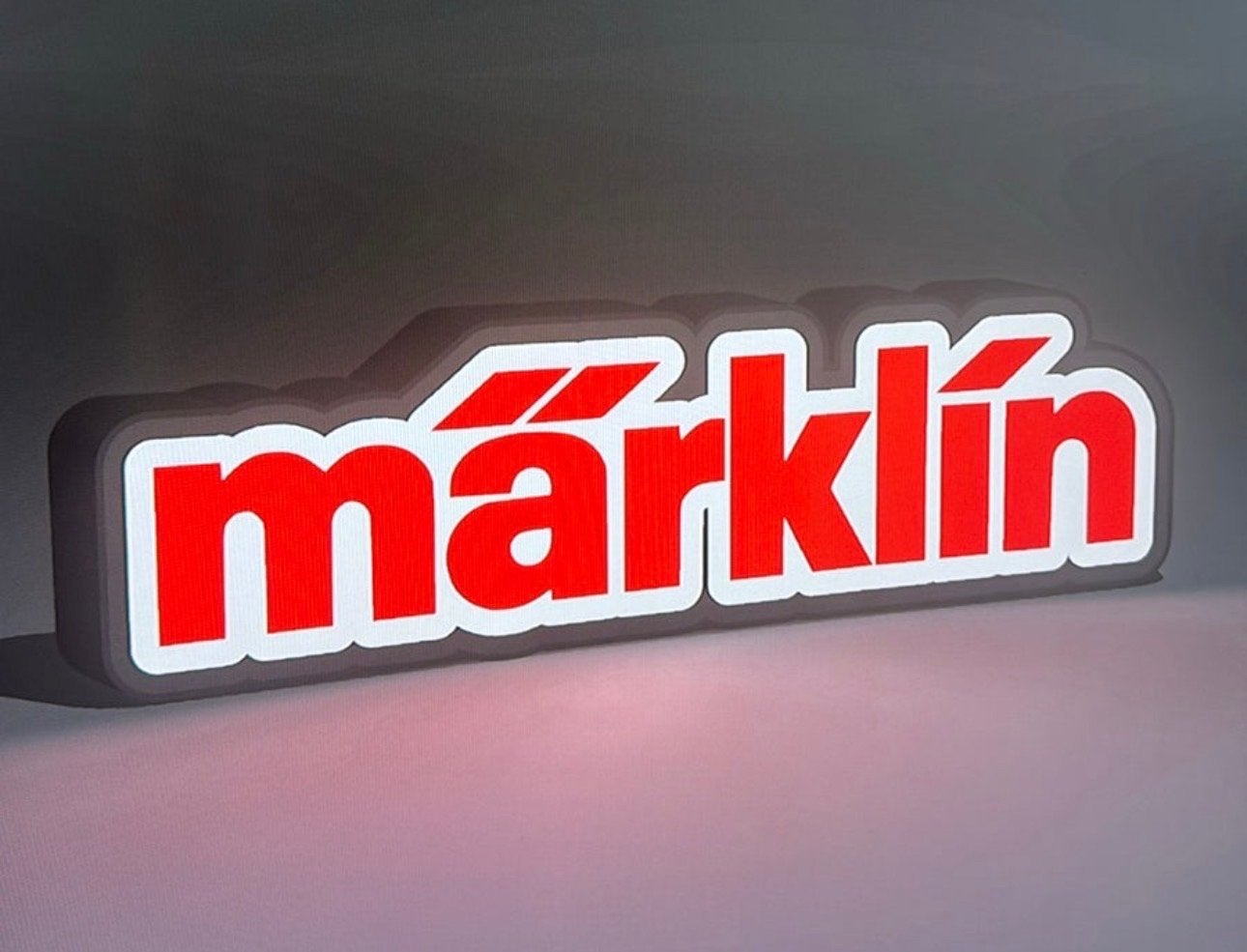 Märklin Lichtreclame - Uniek 3D Geprint LED Logo 25x10cm, Wisselstroom, Verzenden, Overige typen, Nieuw