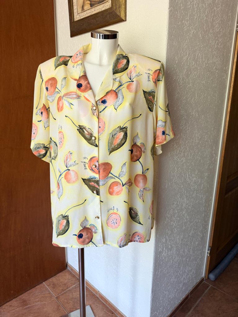 Frantic zomer blouse maat 50 met fruitprint van Frantic, Ophalen of Verzenden, Gedragen, Maat 46/48 (XL) of groter, Geel