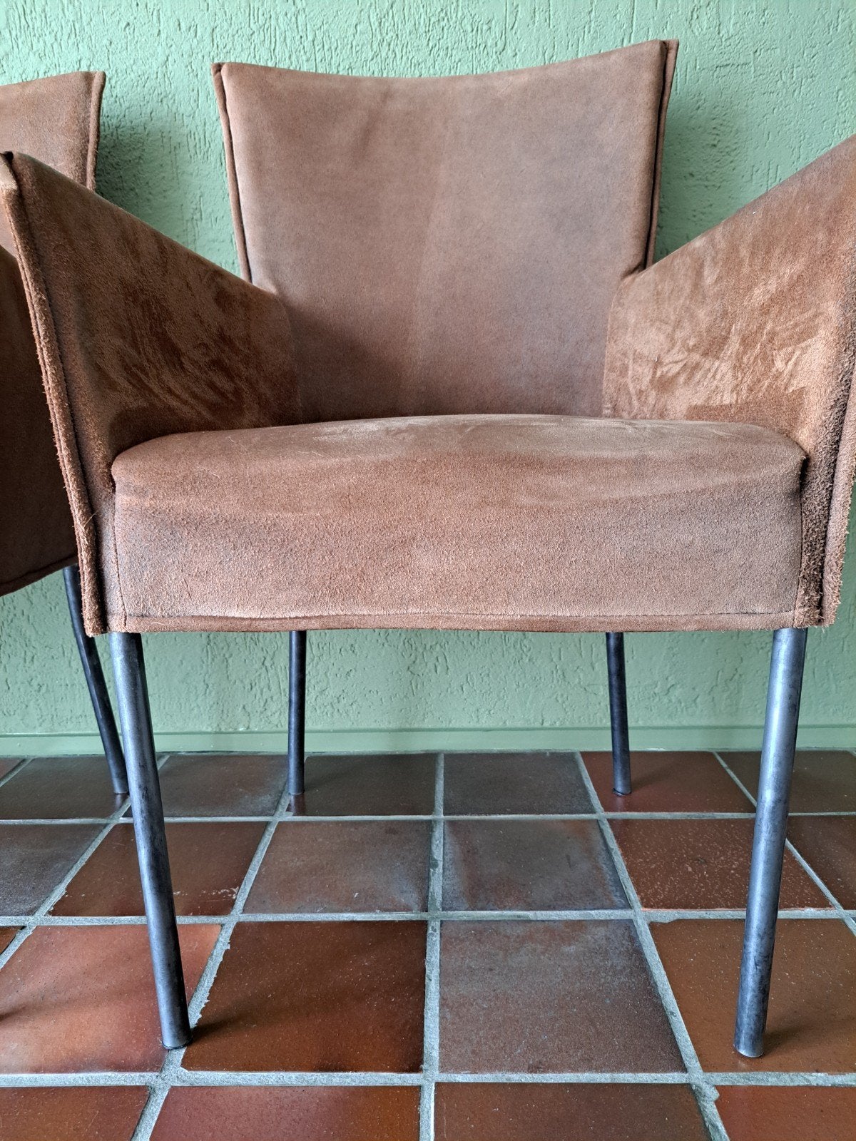 Set van 4 bruine stoelen met armleuningen, Ophalen, Gebruikt, Bruin, Modern