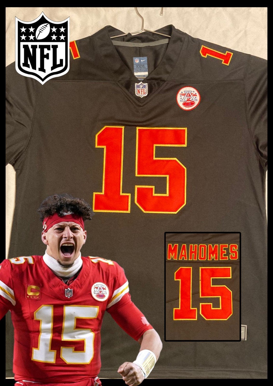 NFL Kansas City Chiefs qb Mahomes 15 XXXL, Kleding | Heren, Sportkleding, Zwart, Nieuw, Overige maten, Ophalen of Verzenden