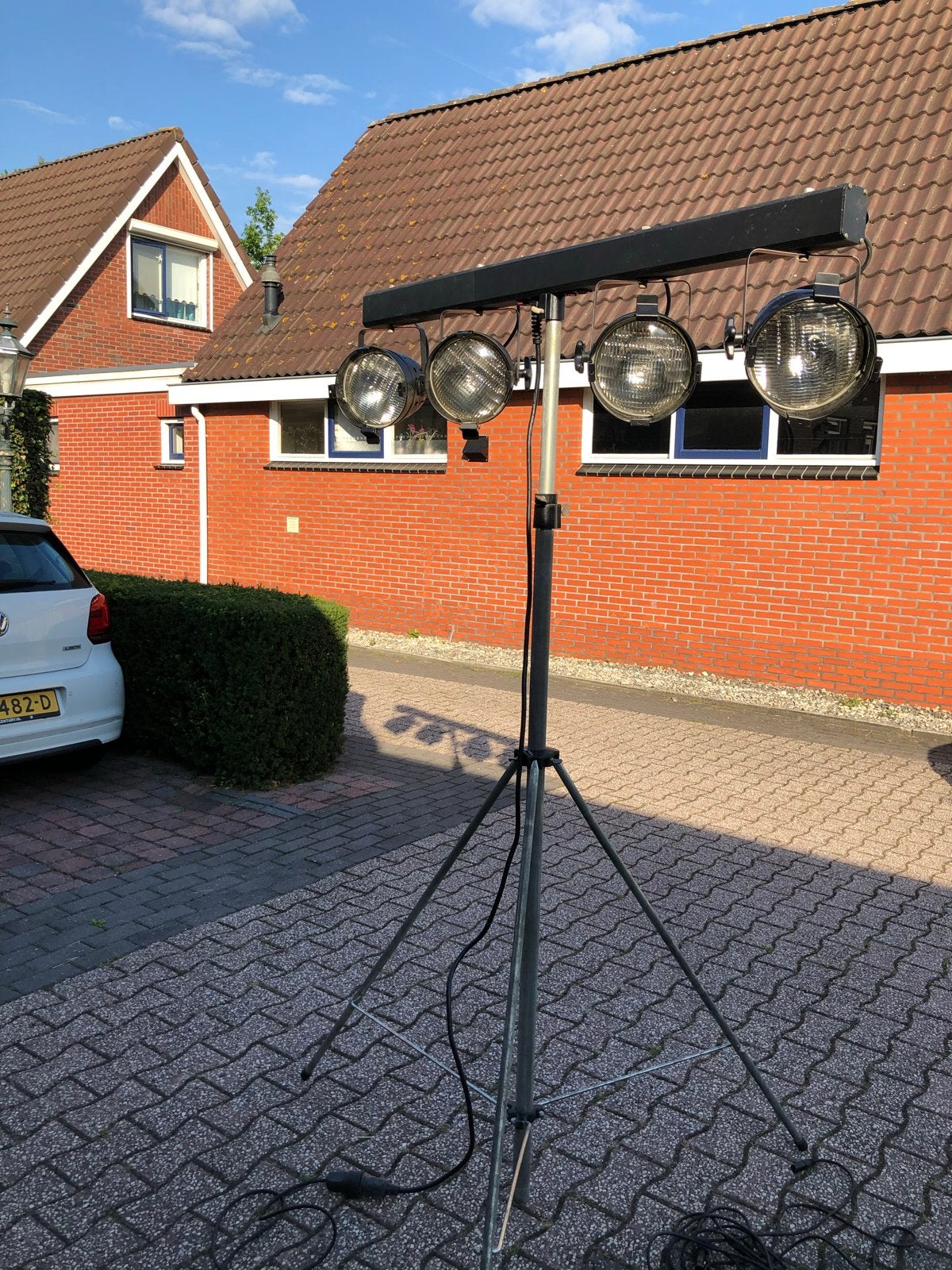 Complete set van 4 PAR-spots met statief en flightcases, Ophalen, Gebruikt
