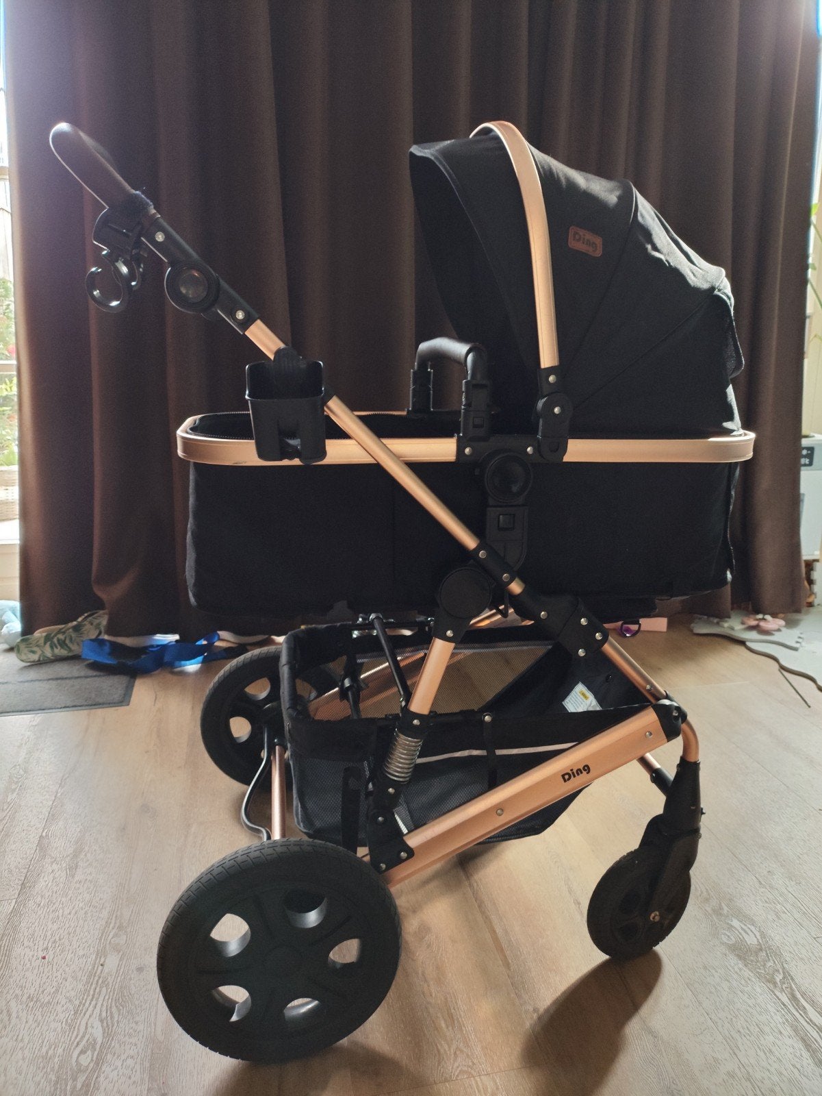 Ding 3-in-1 Kinderwagen met matras en paraplu, Gebruikt, Combiwagen, Verstelbare duwstang, Ophalen