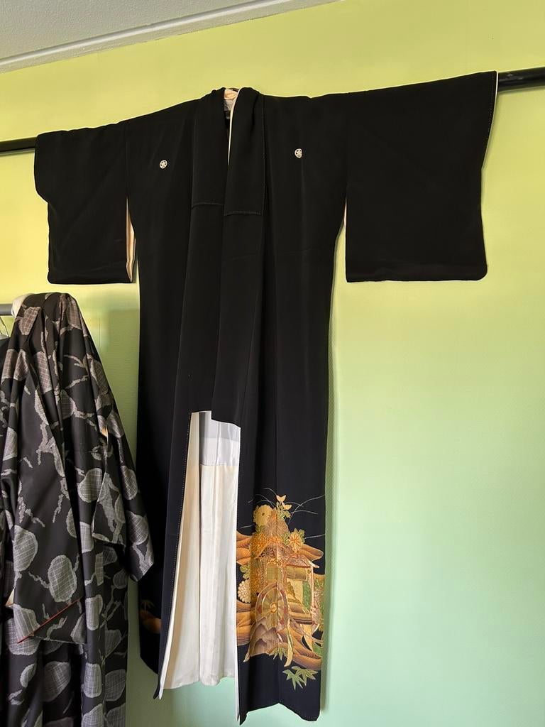 Kimono zijde made in Japan Kurutomesode Imperial Carriage, Kleding | Dames, Ophalen of Verzenden, Zo goed als nieuw, Maat 46/48 (XL) of groter
