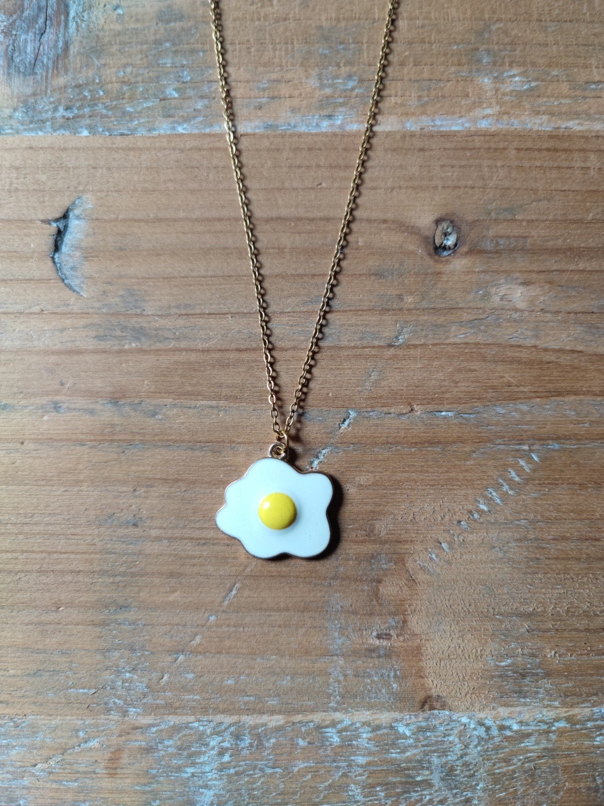 Nieuwe ketting met gebakken ei hanger, Verzenden, Wit, Nieuw, Overige materialen