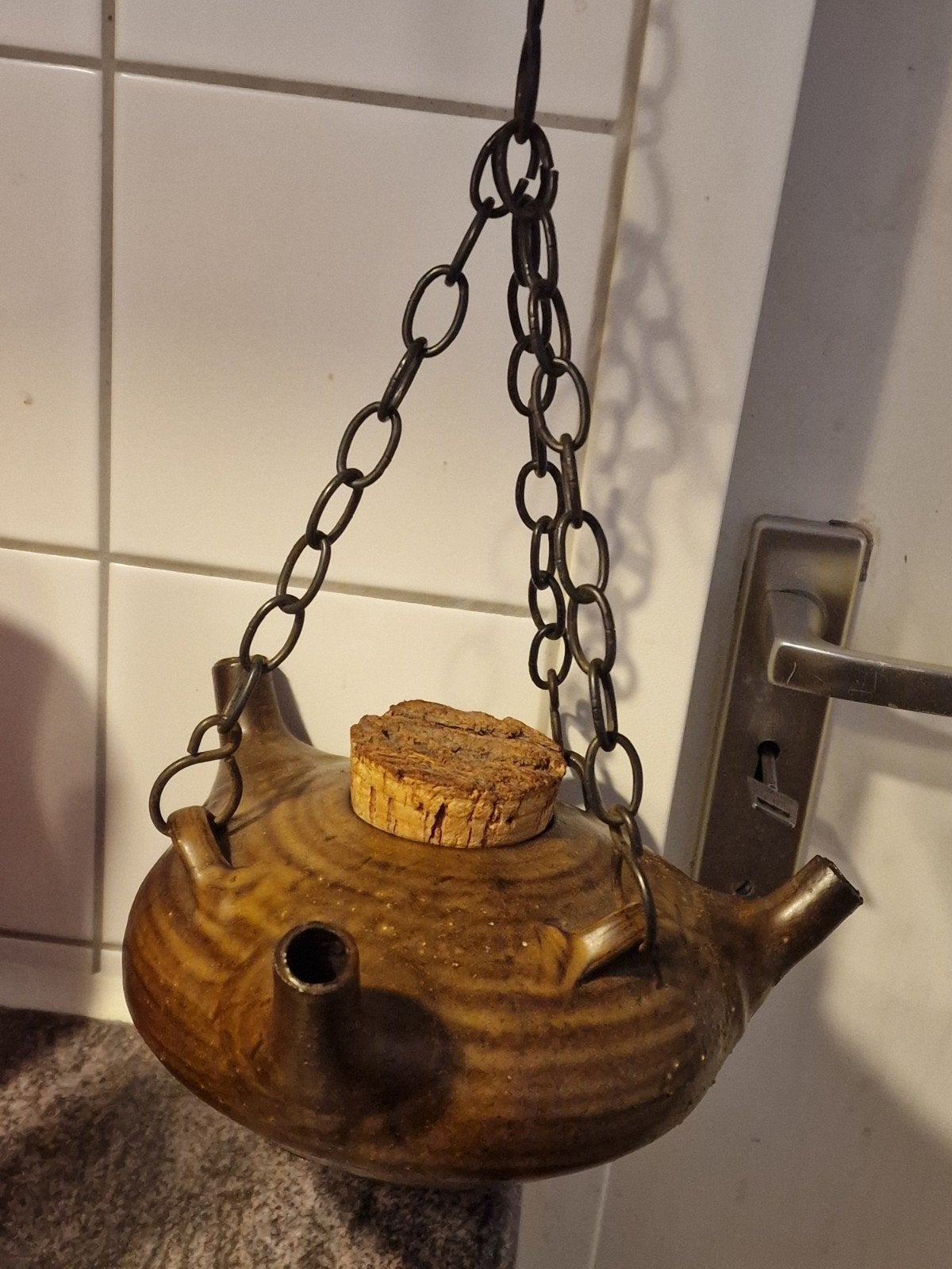 Vintage gesigneerde olielamp ,door Jan de Graaf.8, Antiek en Kunst, Ophalen of Verzenden