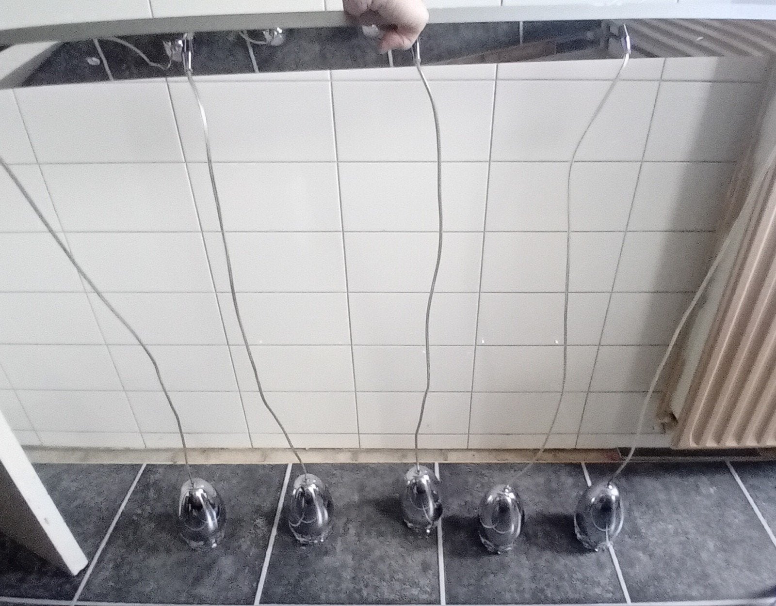 Hanglamp (5 lampen), Ophalen, Zo goed als nieuw, Glas