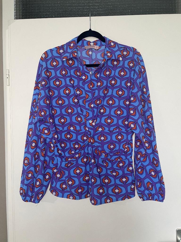 STUDIO ANNELOES paarse print travelstof blouse top mt L, Maat 38/40 (M), Studio Anneloes, Paars, Ophalen of Verzenden