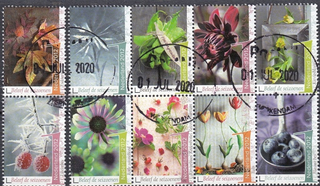 Nederland 9.15.2- 2012- Beleef Seizoenen- NVPH-2957-2966- G, Verzenden, Na 1940, Gestempeld