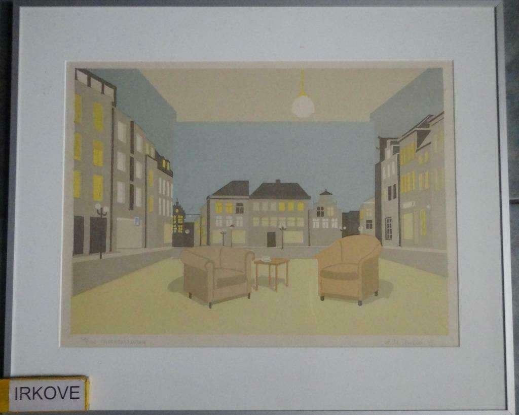 ZEEFDRUK LITHO * WOONOMGEVING * Gesigneerd *, Antiek en Kunst, Kunst | Litho's en Zeefdrukken, Gelimiteerde oplage, Ophalen of Verzenden
