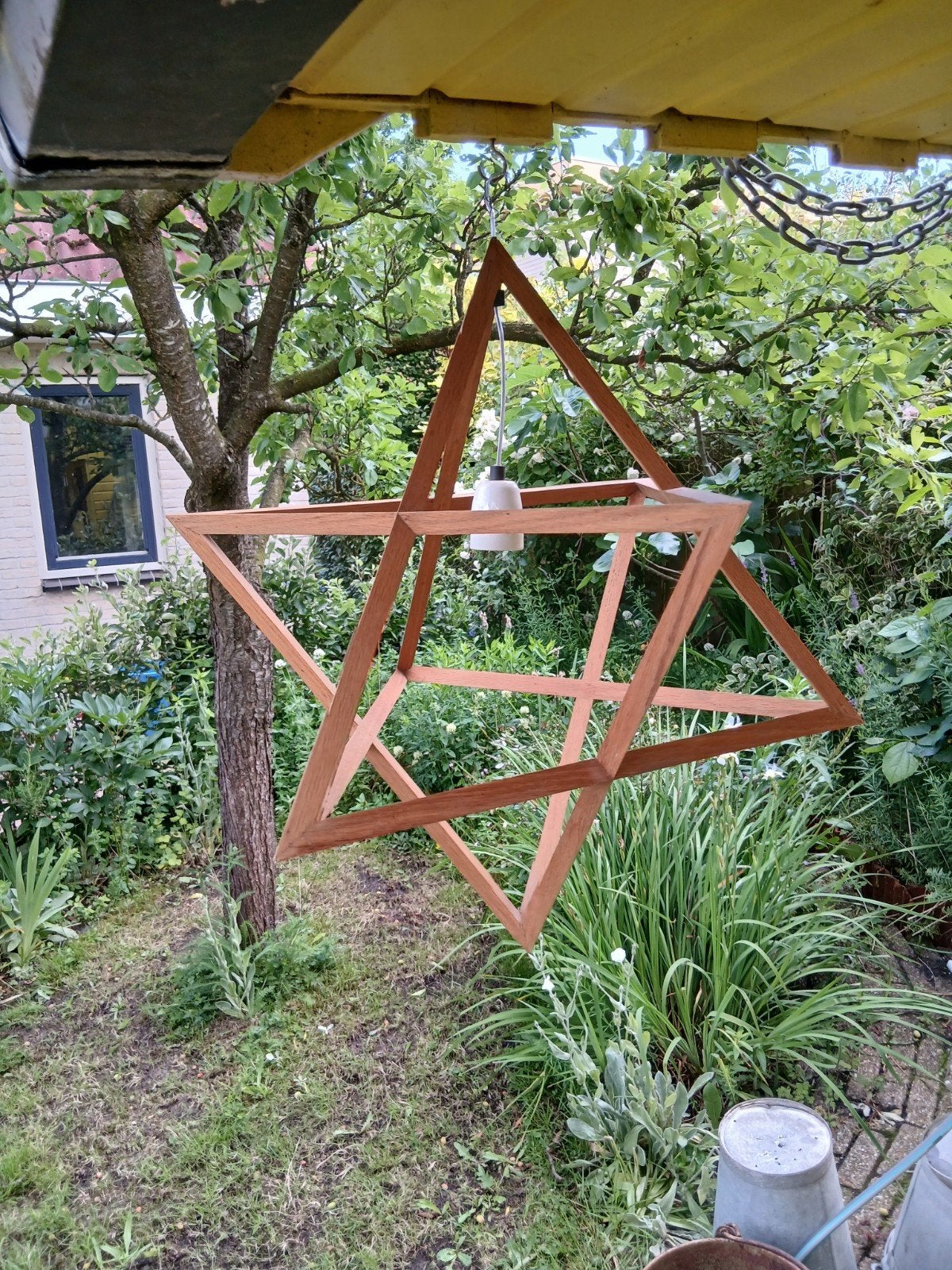 Stervormige houten lamp, Ophalen, Vo, Vo, Vo