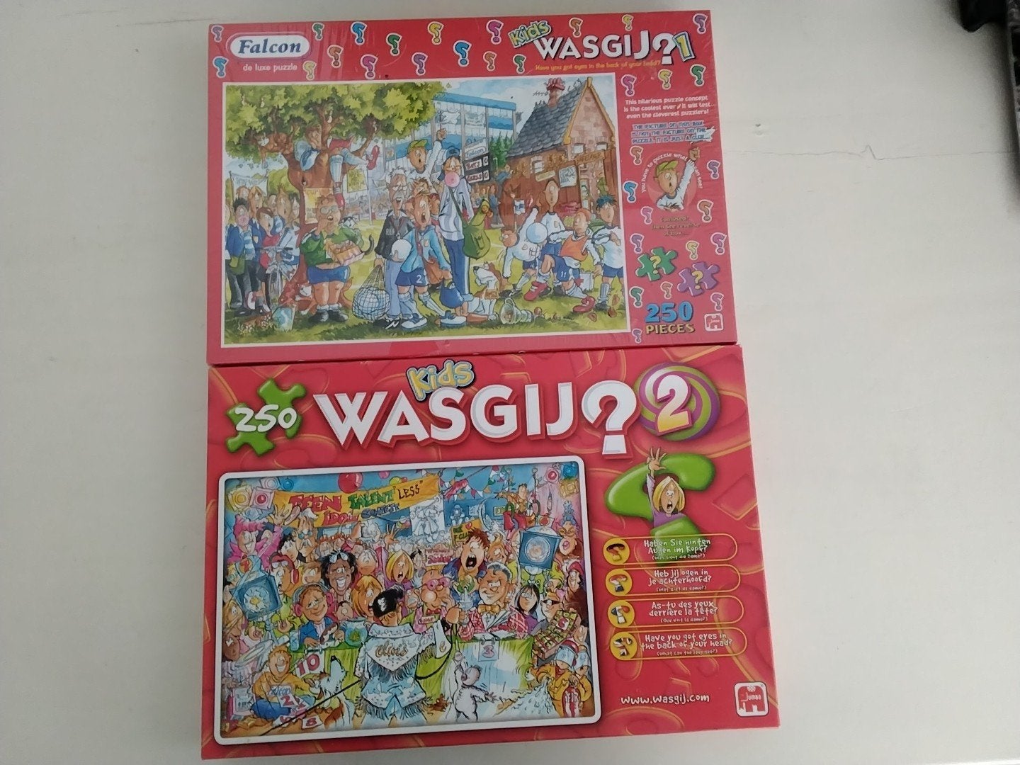 Wasgij Kids puzzels 1 & 2 Foul Play en Teen Talent Idol, Ophalen of Verzenden, Minder dan 500 stukjes, Zo goed als nieuw, Legpuzzel