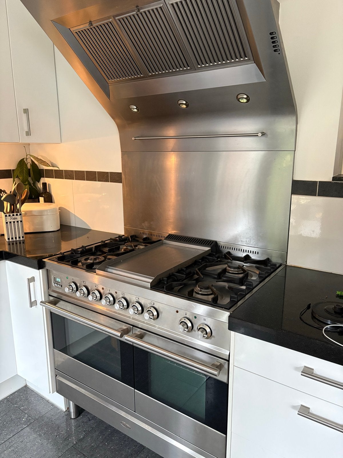 Boretti VFP104IX gasfornuis met dubbele oven en afzuigkap, Witgoed en Apparatuur, Ophalen, Gebruikt, 60 cm of meer, Grill