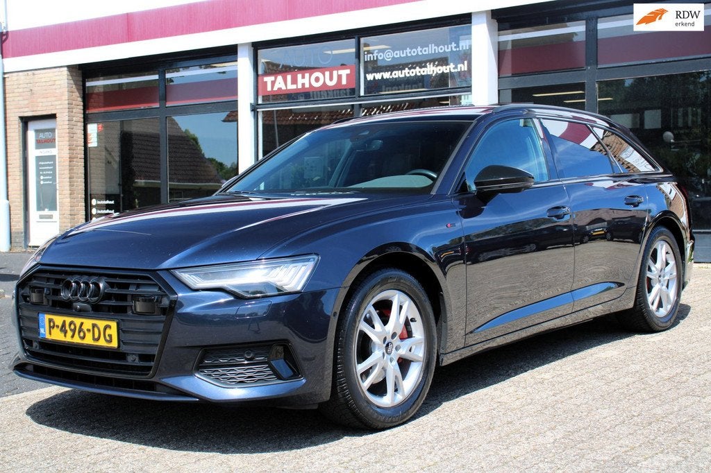 Audi A6 Avant 40 TDI Sport Pro Line S-Line | PANO, ACC, TREK, Gebruikt, 2000 kg, Blauw, Leder en Stof