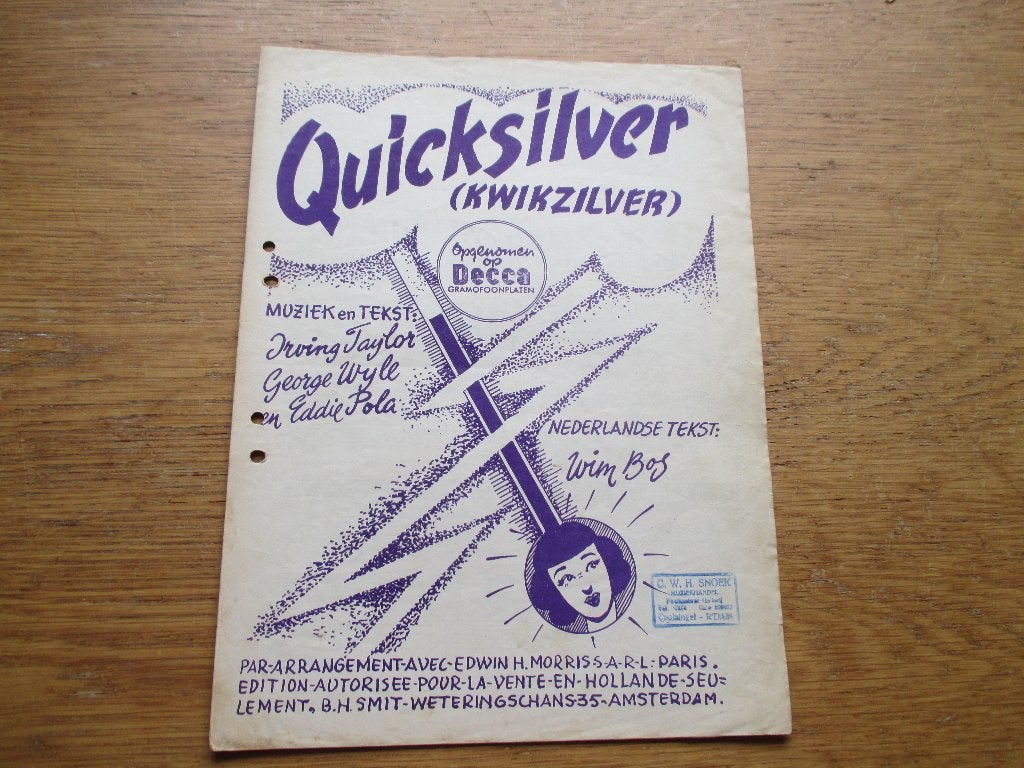 QUICKSILVER, Muziek en Instrumenten, Bladmuziek, Gebruikt, Ophalen of Verzenden, Artiest of Componist, Populair