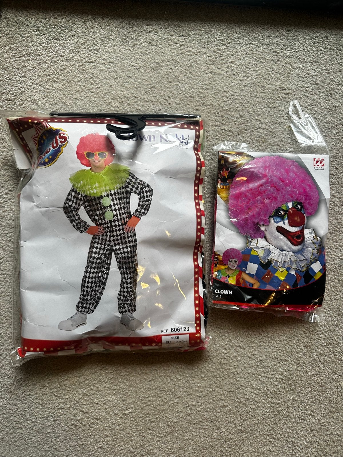 Clownspak Volwassenen One Size met Pruik - Nieuw, Carnaval, Maat 42/44 (L), Nieuw, Ophalen of Verzenden