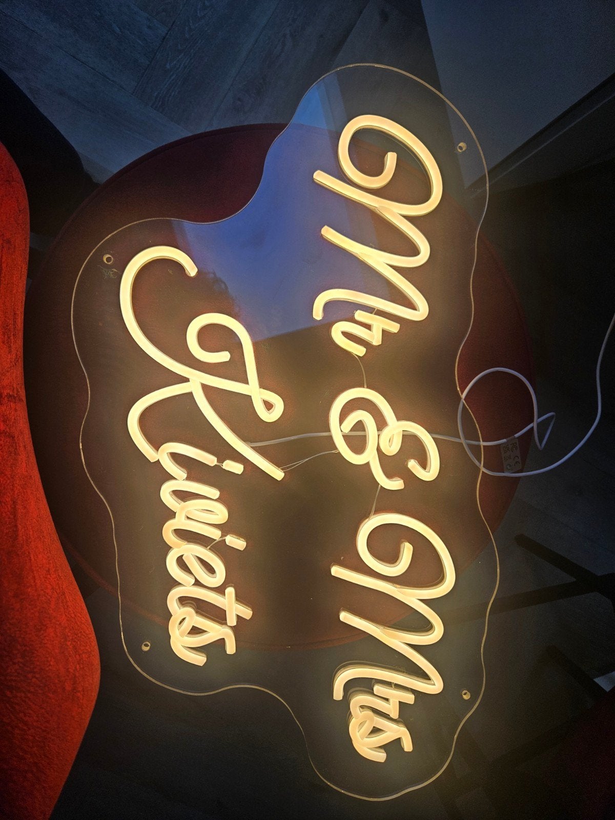 Neon lamp warm wit 'Mr & Mrs Kiviets', Wit, Overige merken, Kunststof, Overige fittingen