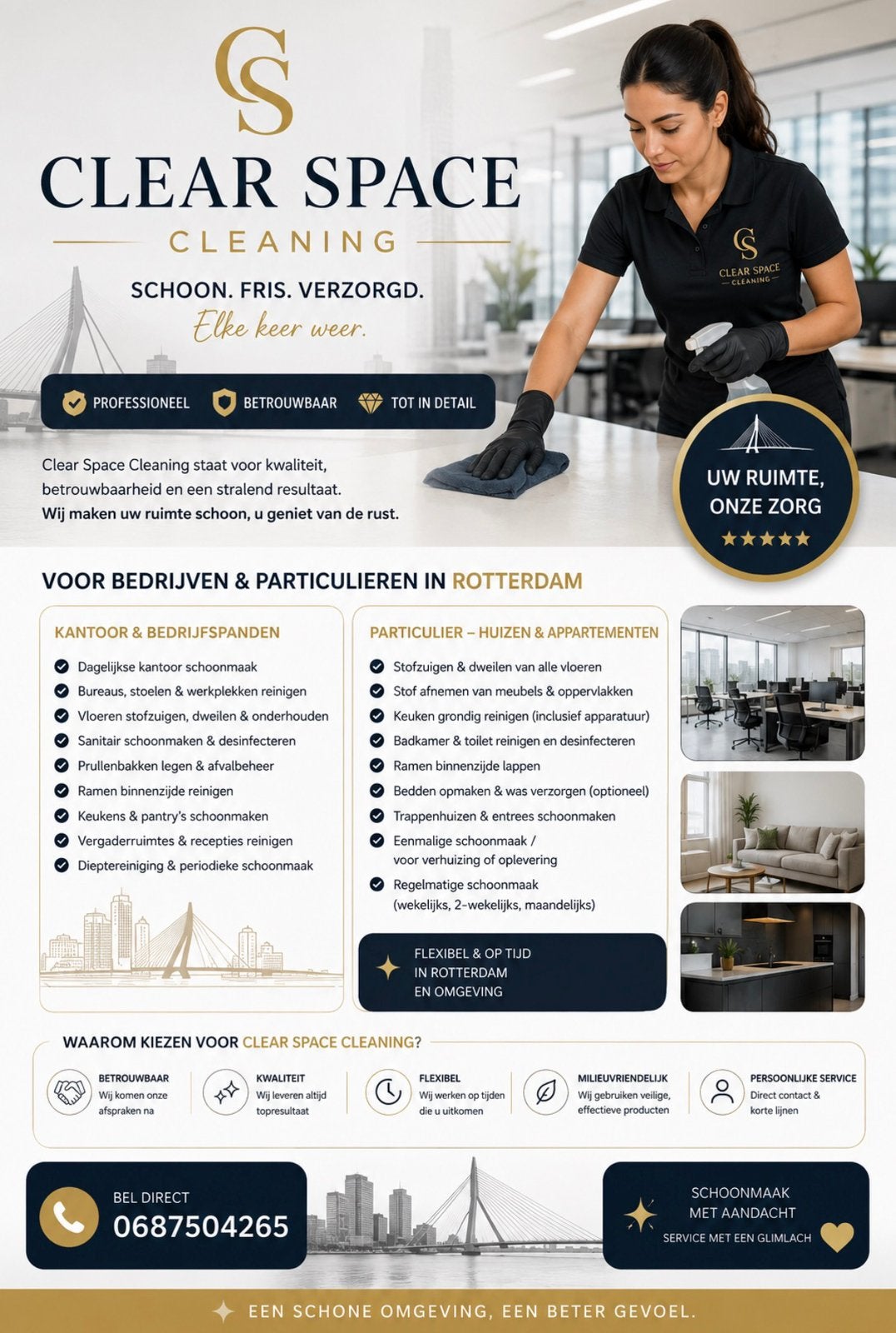Clear Space Cleaning – Professionele Schoonmaak in Rotterdam, Diensten en Vakmensen, Schoonmakers en Glazenwassers