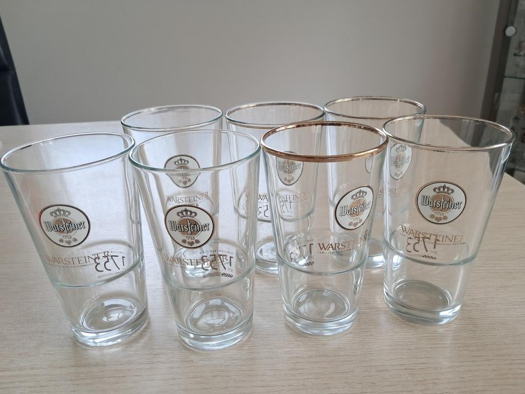 Set van 7 Warsteiner bierglazen, Ophalen of Verzenden, Gebruikt, Glas of Glazen, Overige merken