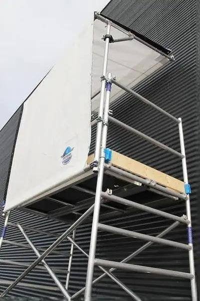 Gezocht doorwerkschermen/ doorwerk kap voor steigers!., Ophalen of Verzenden, Zo goed als nieuw, Gevelsteiger, 5 meter of hoger