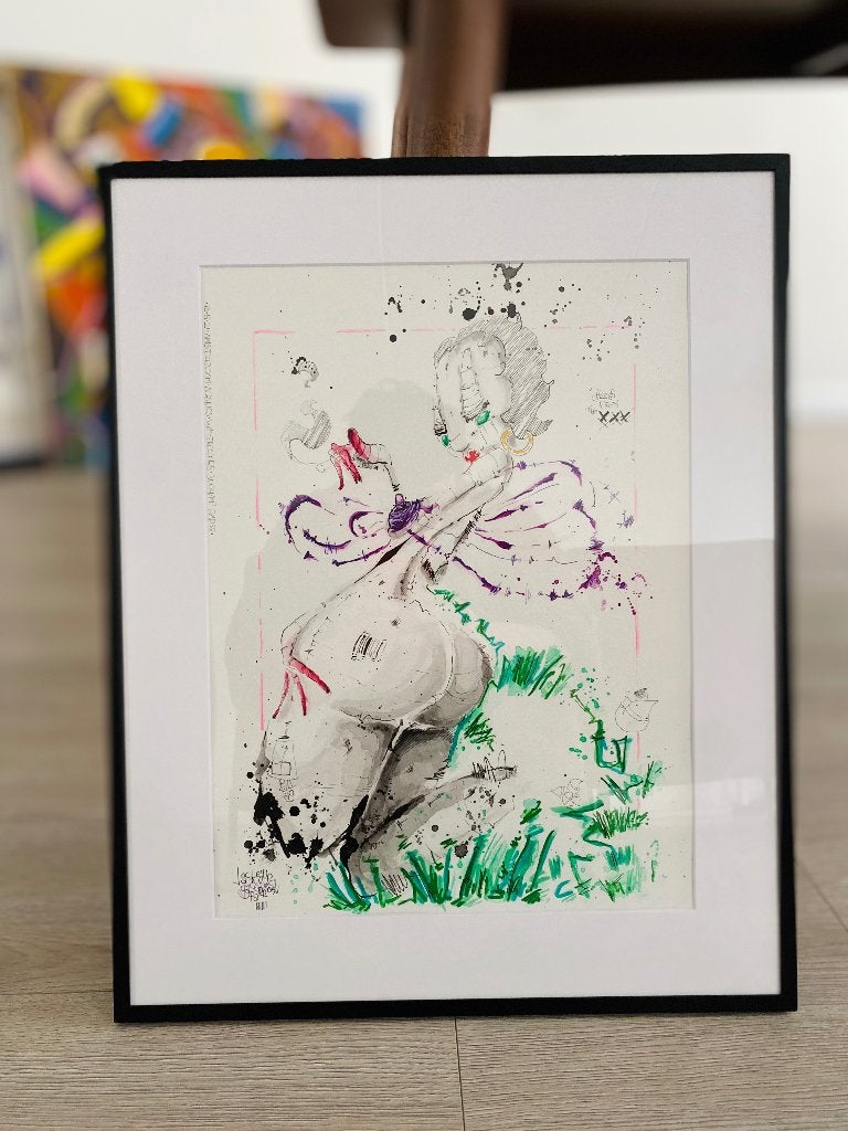 Betty Boop Schilderij – Jacques Sparrow – 1/1 Uniek, Ophalen of Verzenden, Schilderij, Gemengde techniek, Handgemaakt