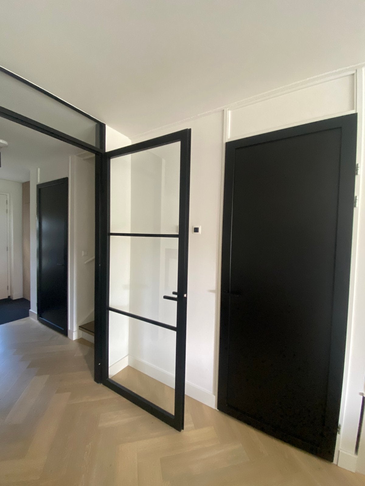 Binnendeuren | Stalen deuren | Zwart | Topstaat | 3 x, Ophalen, 215 cm of meer, Binnendeur, Glas