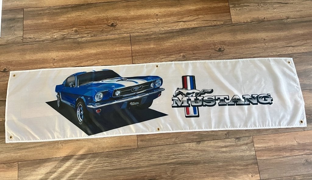 MUSTANG BANNER 45X180 CM MET BEVESTIGGINGS OGEN EEN BEAUTY, Ophalen of Verzenden, Nieuw