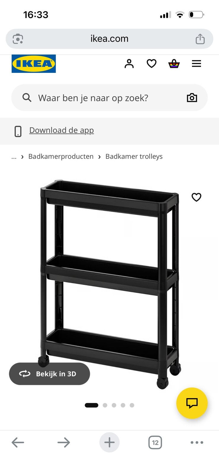 Ikea tafeltje op wielen - 3 stuks, Ophalen, 50 tot 100 cm, Zo goed als nieuw, 25 tot 50 cm