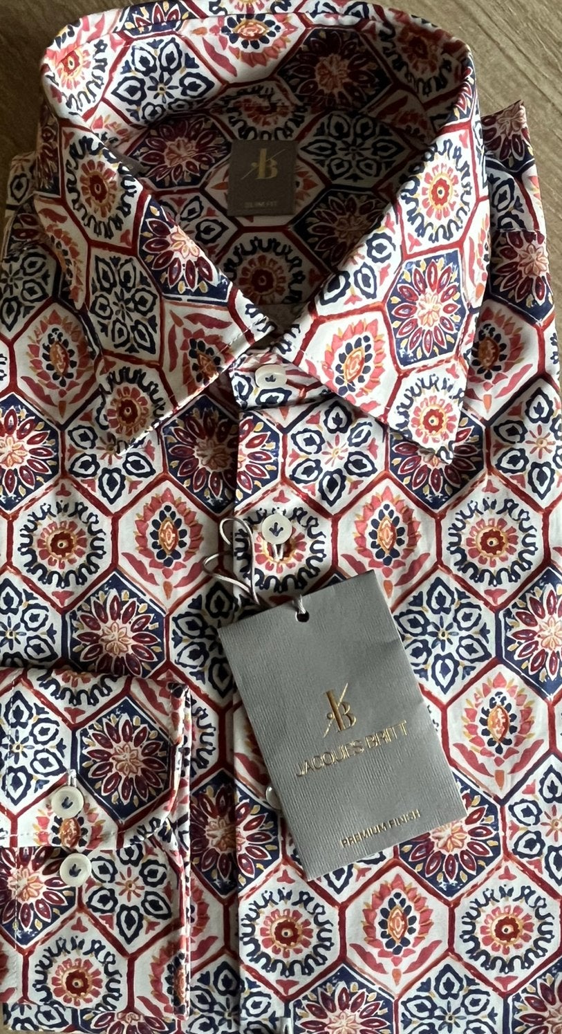 Jacques Britt slimfit overhemd, maat 38, nieuw, wvp €129,00, Overige kleuren, Halswijdte 38 (S) of kleiner, Jacques Britt, Nieuw