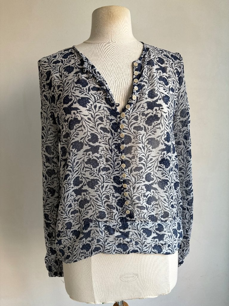 isabel marant blouse blauw wit maat 40, Zo goed als nieuw, Maat 38/40 (M), Isabel Marant, Verzenden