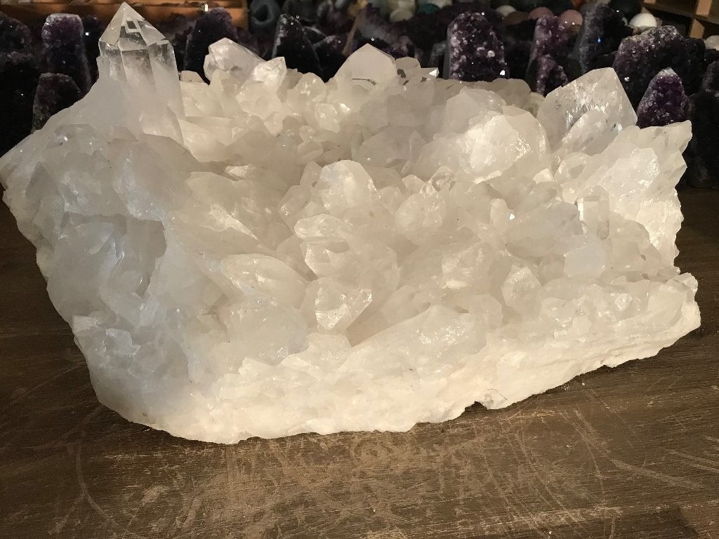 Prachtig groot Bergkristal cluster (36) grote heldere punten, Ophalen of Verzenden, Mineraal