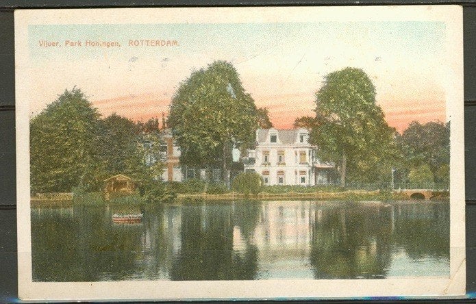 Rotterdam 1925 Vijver Park Honingen Foto/Ansichtkaart a-76d, Verzamelen, Ophalen of Verzenden, 1920 tot 1940, Gelopen, Zuid-Holland
