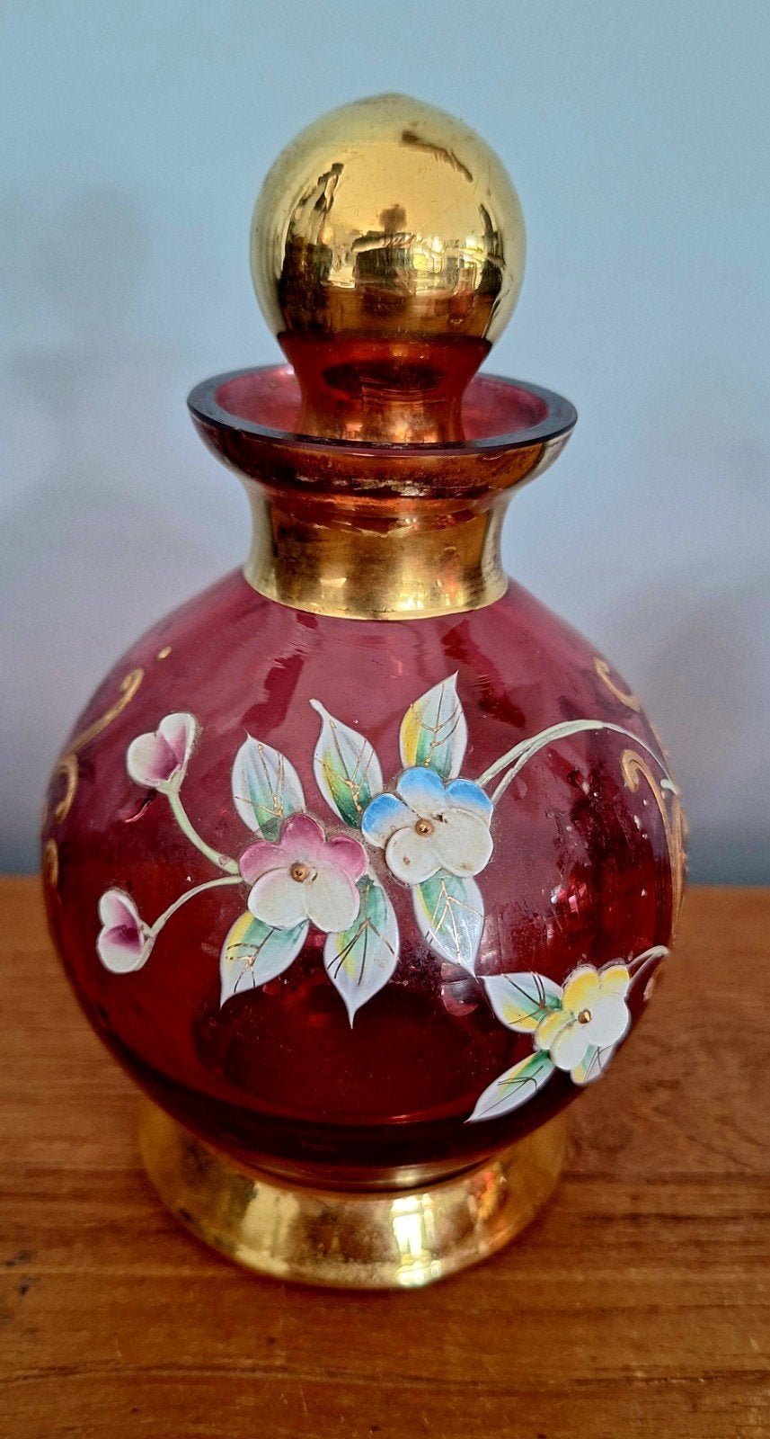 Antieke Parfumfles Boheems glas, Ophalen of Verzenden