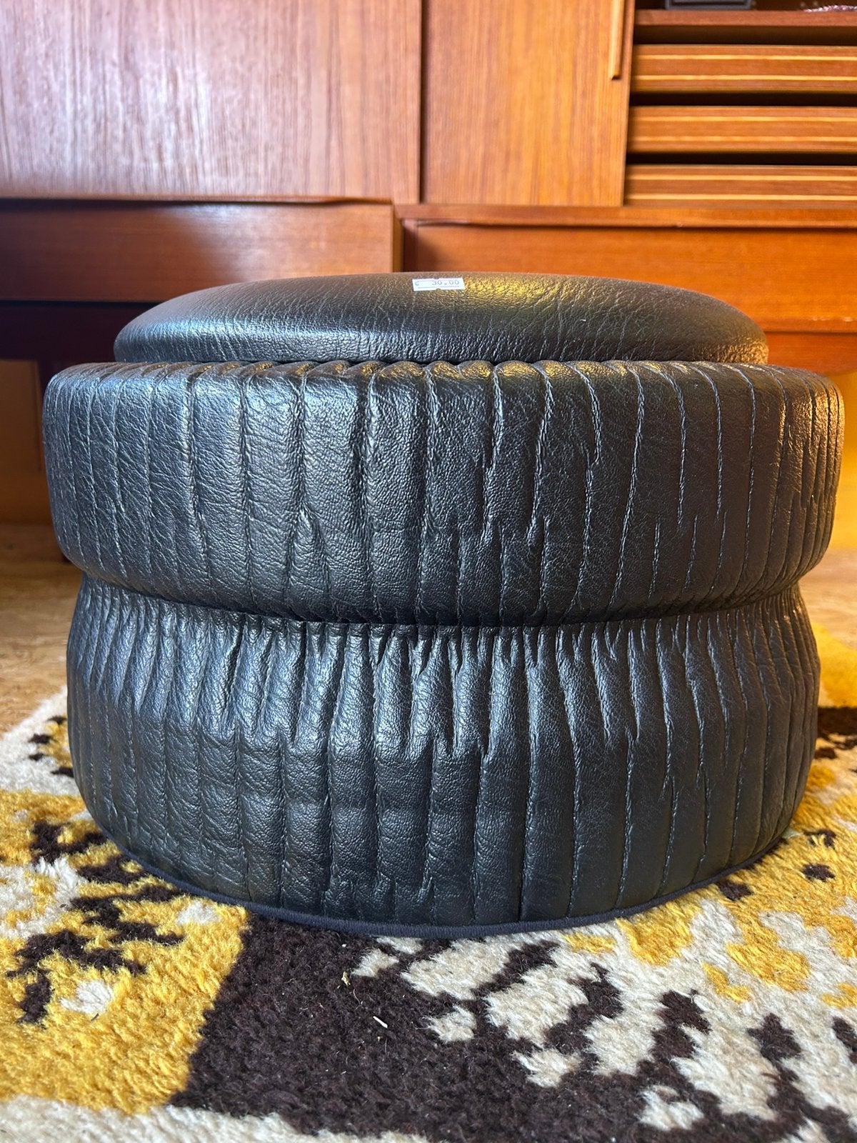 Vintage jaren 70 zwarte poef met opberg ruimte, Vintage, ?, Zo goed als nieuw, ?