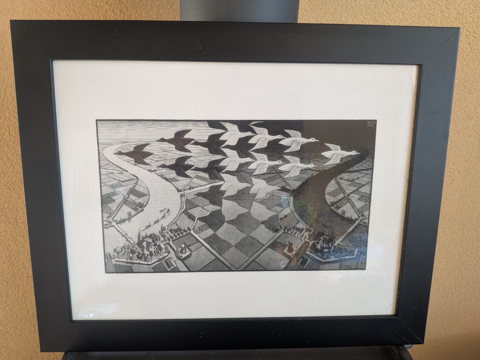 Escher reproductie van Allposters met ophangsysteem, Ophalen of Verzenden, Reproductie, Print/reproductie, Ingelijst