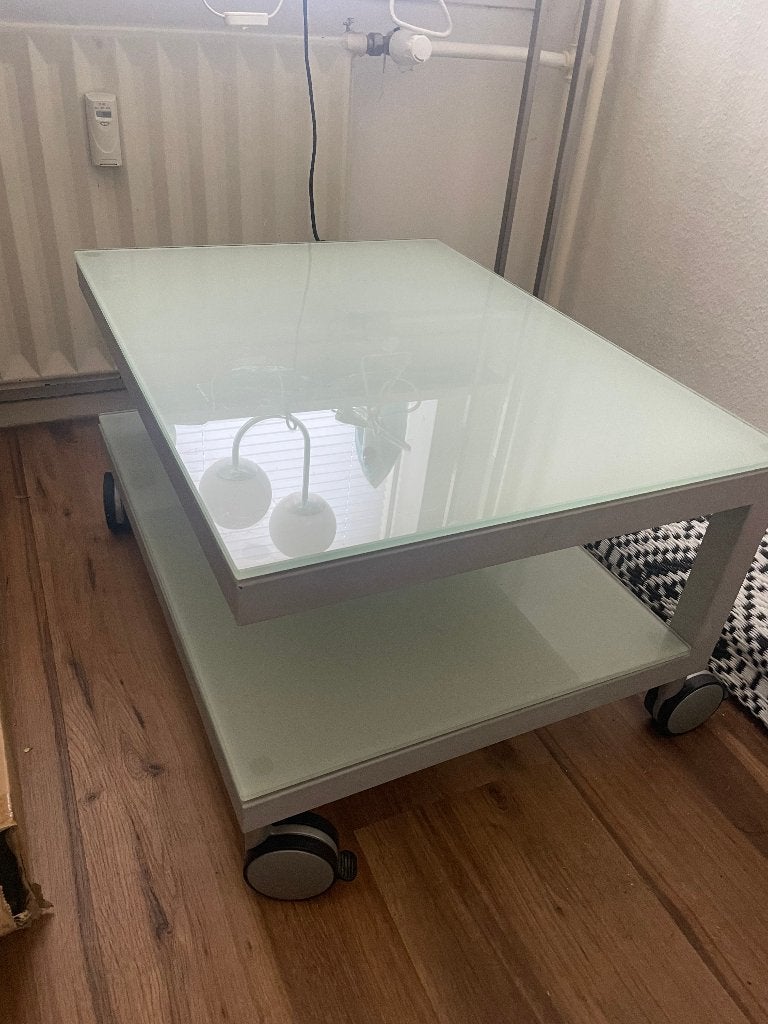 2 design melkglas bijzet/ salon tafels, Ophalen, Minder dan 45 cm, Modern design, 55 tot 75 cm